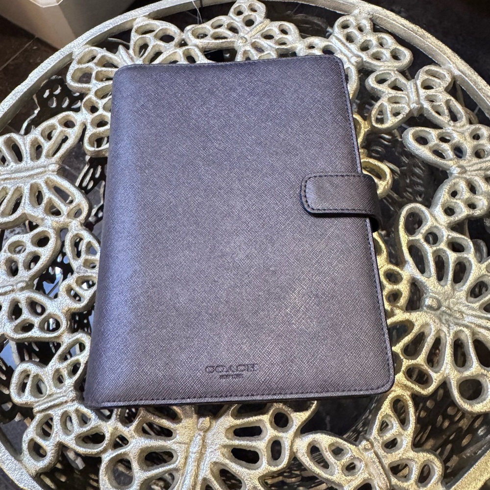 Coach Dark Gray Leather Planner